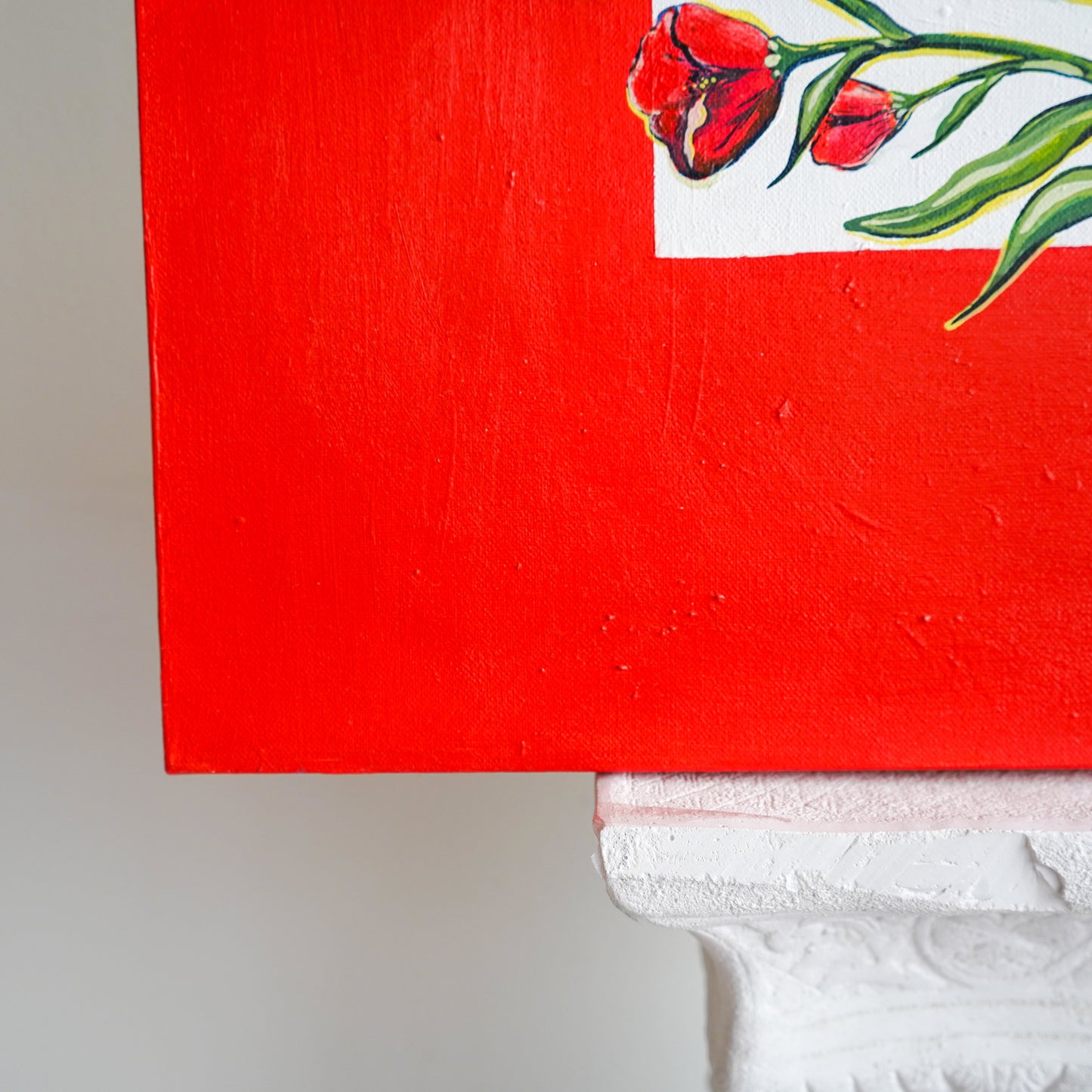 Original "Red Tulips in the Window" Acrylic on Canvas