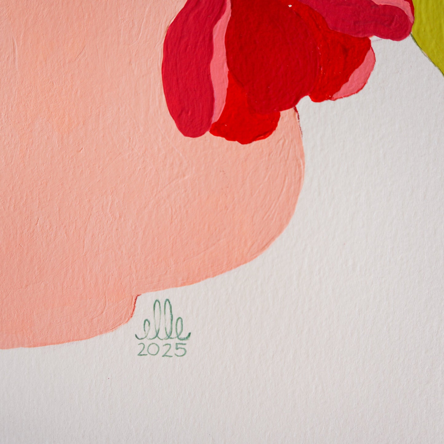 Original "Red Tulips in a Pink Vase" on Paper